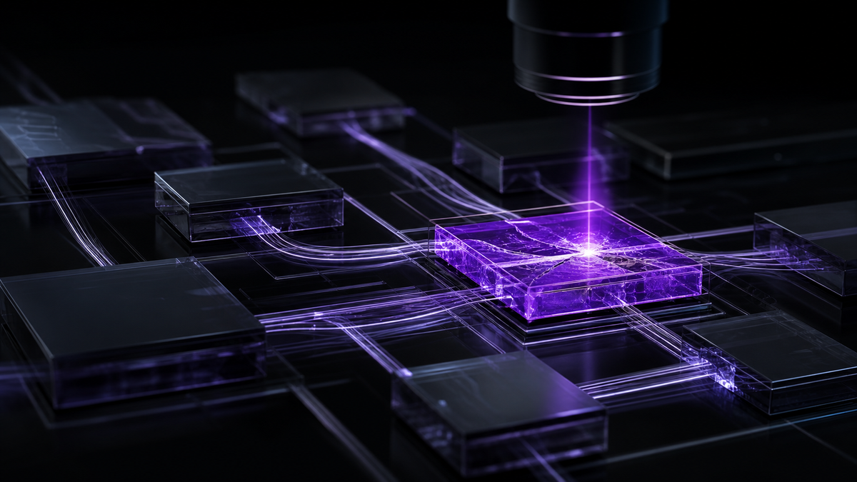 A precise ultraviolet diagnostic scan mapping operational bottlenecks across a black-glass business system