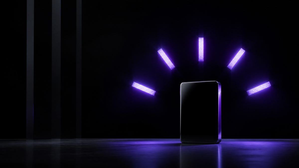 Five ultraviolet light segments concentrating attention around one focused work block.