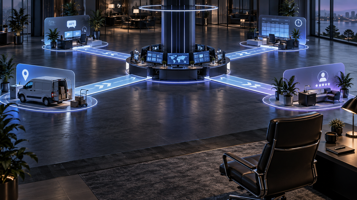 A streamlined automated business system operating without constant intervention