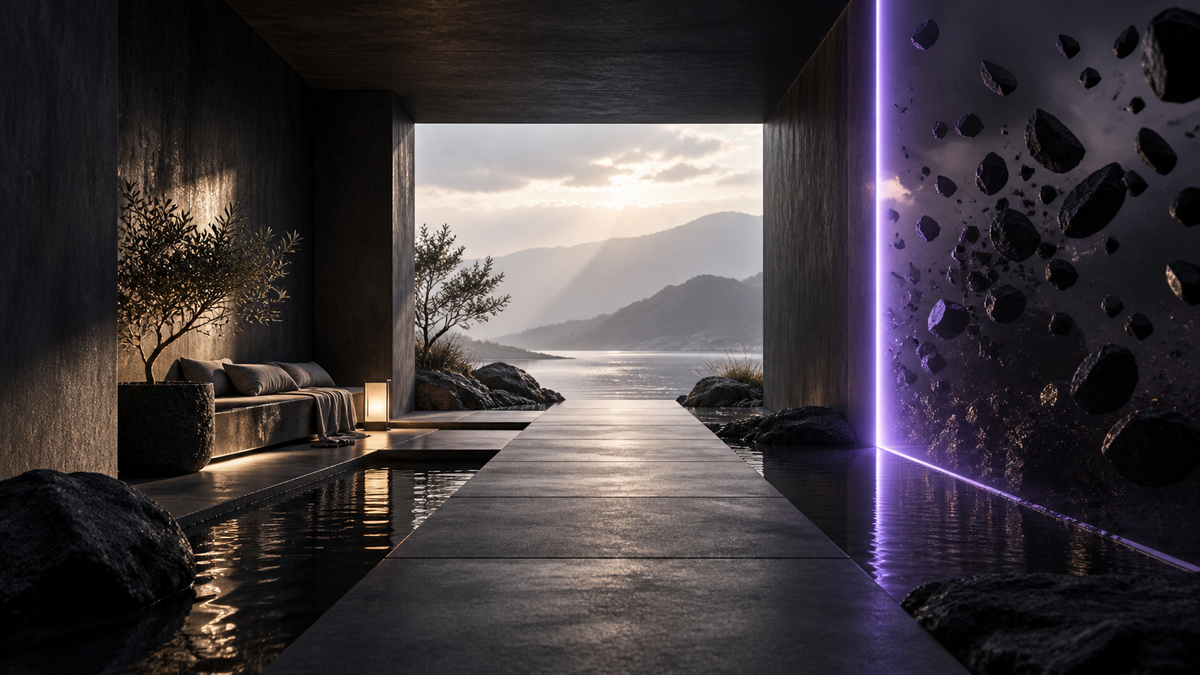 Calm supportive structure represented through balanced dark architecture