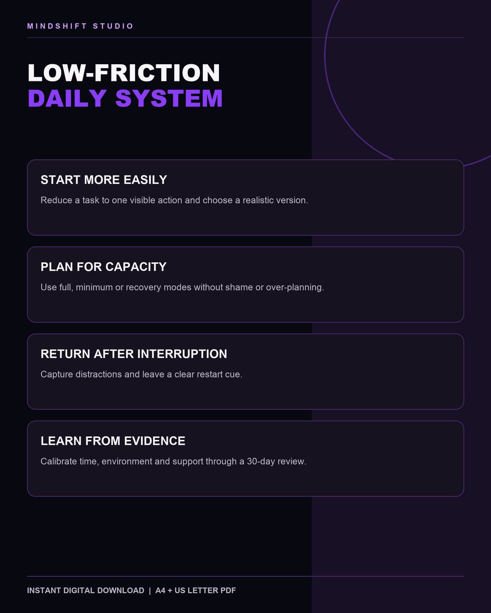ADHD-Friendly Daily System features overview and practical customer outcome.