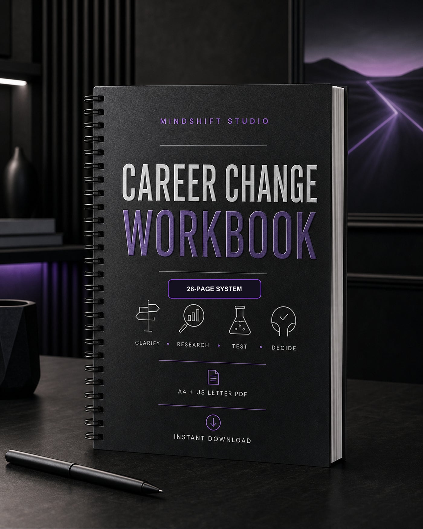 Premium MindShift Studio Career Change Workbook Shopify Edition cover.