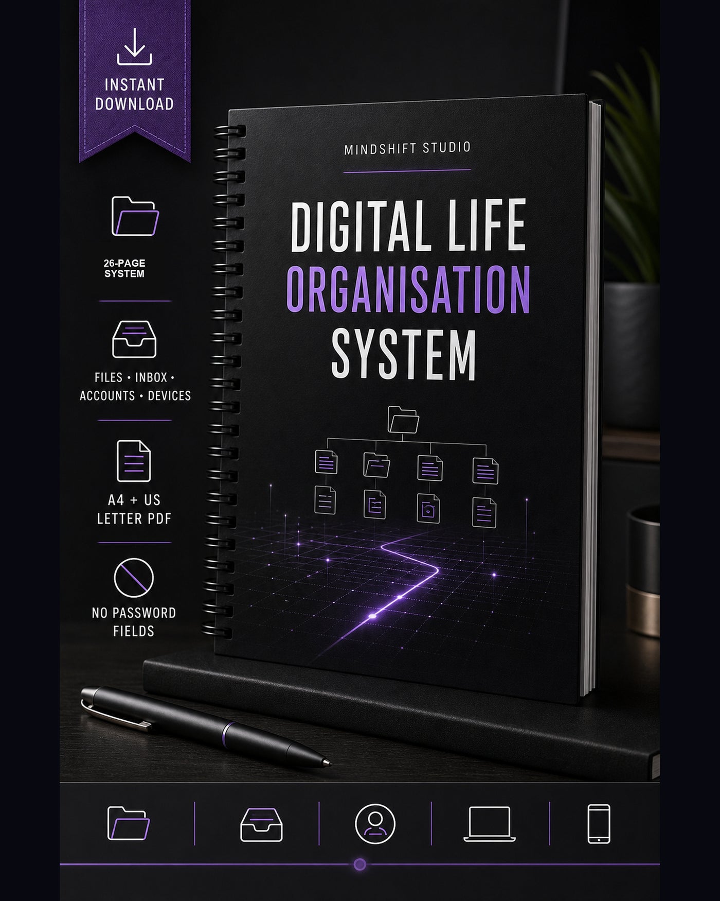 Premium MindShift Studio Digital Life Organisation System Shopify Edition cover.