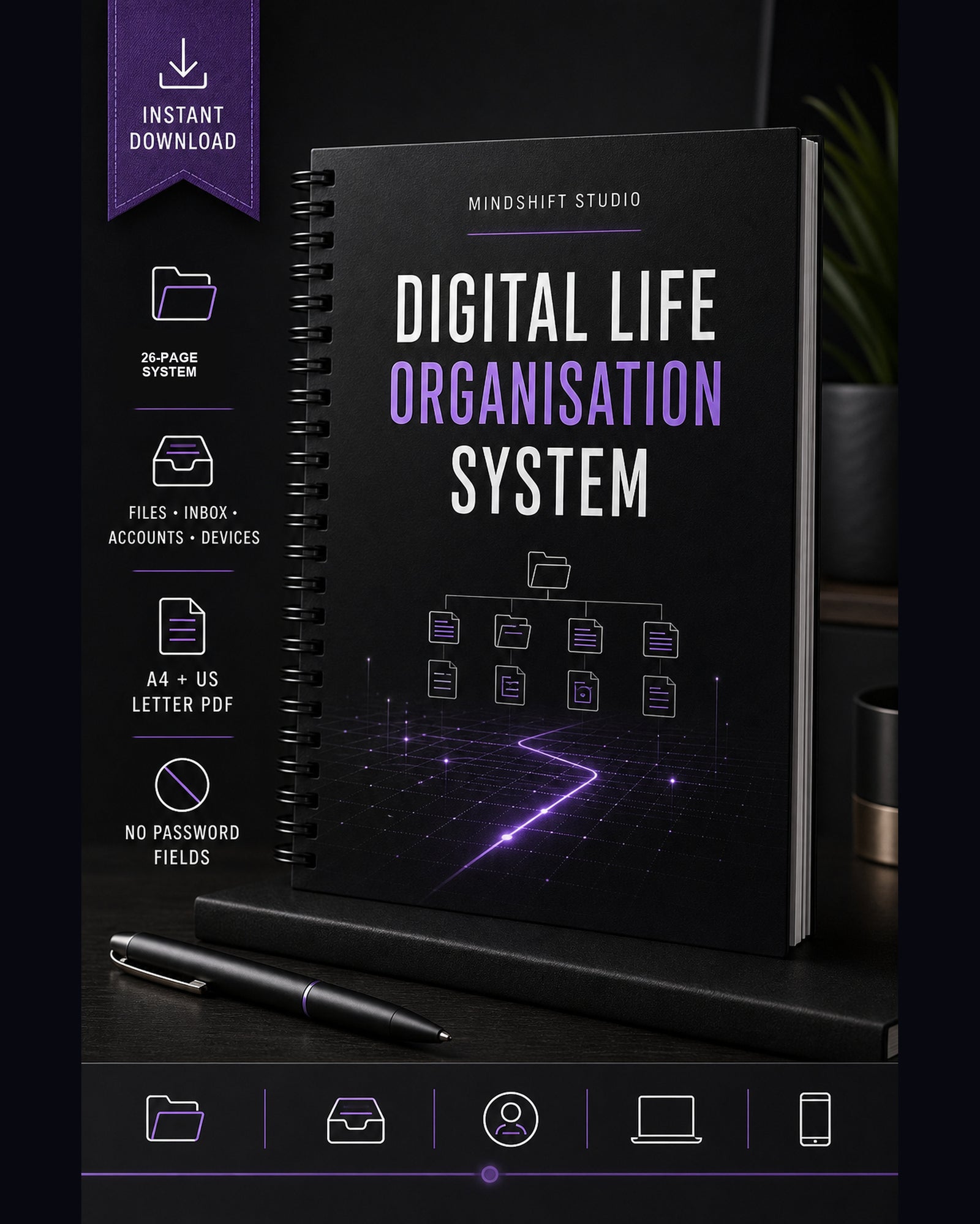 Premium MindShift Studio Digital Life Organisation System Shopify Edition cover.