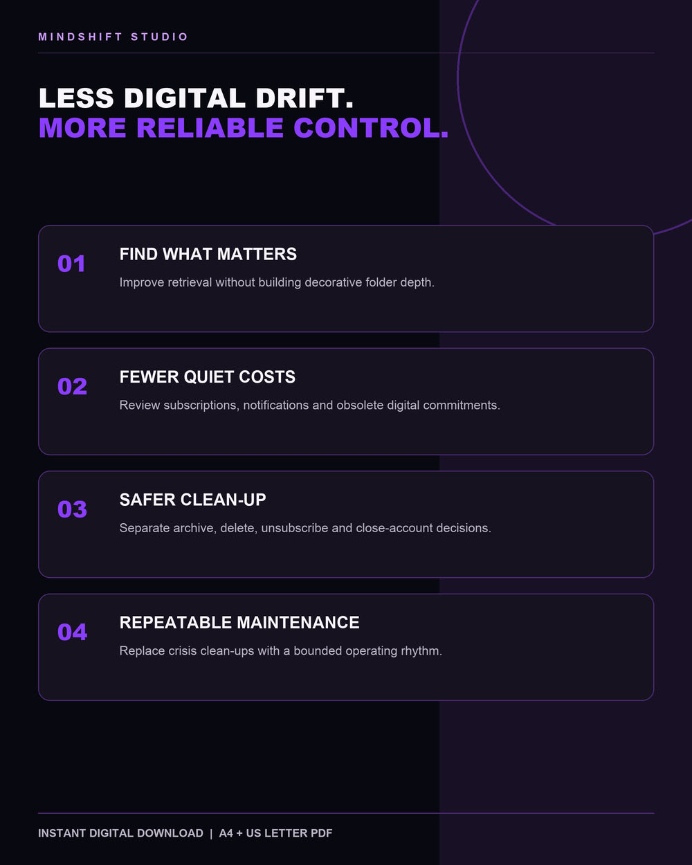 Benefits of using the Digital Life Organisation System as a structured operating tool.