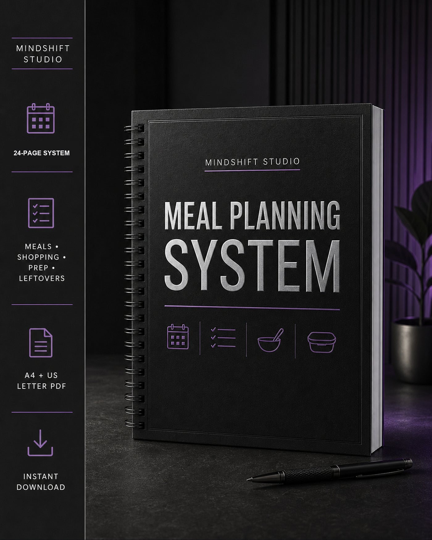 Premium MindShift Studio Meal Planning System Shopify Edition cover.