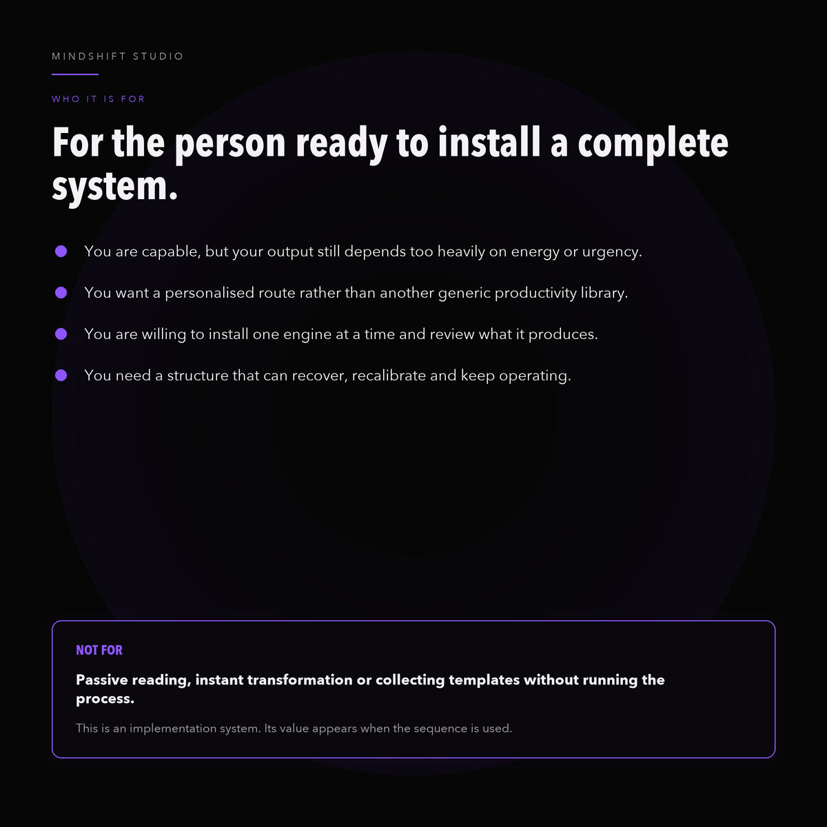 Who the MindShift System is for and who should not buy this complete personal operating system.