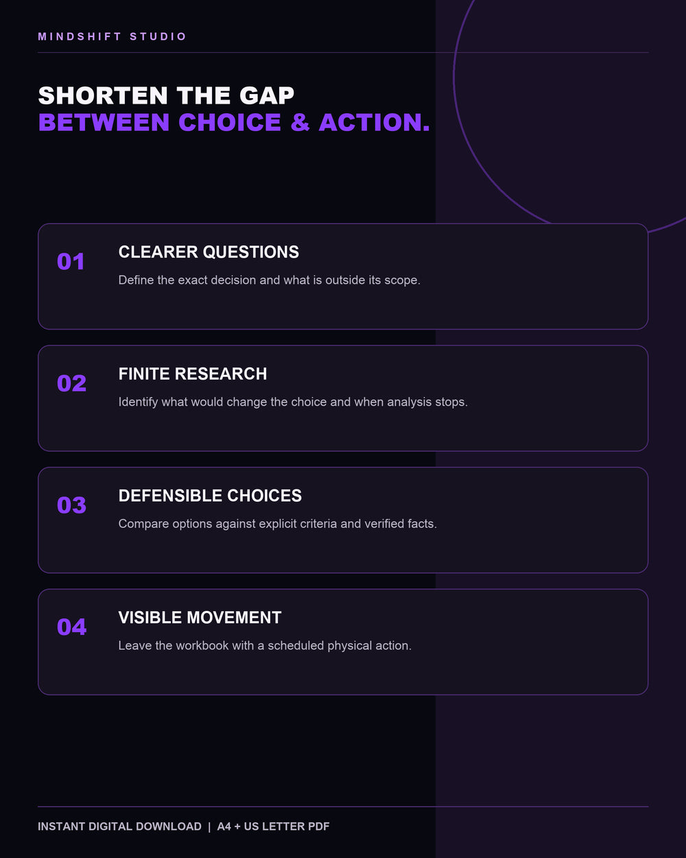 Benefits of using the Overthinking to Action Workbook as a structured operating tool.
